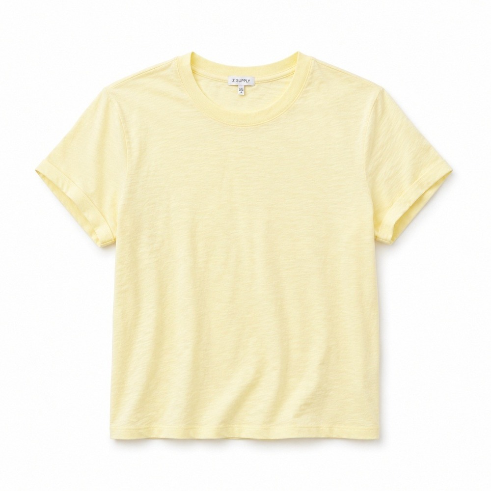 Z Supply Modern Slub Tee Yellow Cotton Short Sleeve Crew Neck Size M NWT